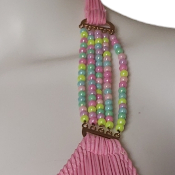 Romantic Casual Holiday Solid Color Textured Fabric Decorated Bikini Top Only S - Picture 10 of 10